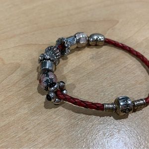Pandora red leather rope bracelet